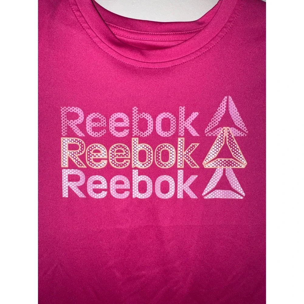 Reebok Girls Pink Short Sleeve Athletic Graphic T-Shirt Size 6/6X Activewear Top